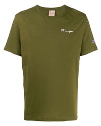 T-shirt girocollo verde oliva di Champion