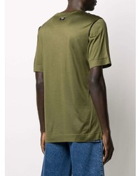 T-shirt girocollo verde oliva di Fendi