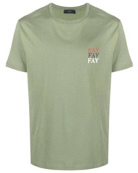 T-shirt girocollo verde oliva di Fay