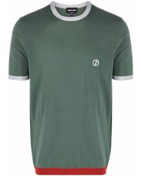 T-shirt girocollo verde oliva di Giorgio Armani