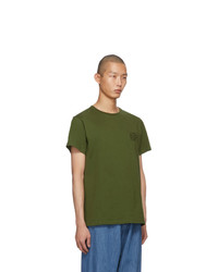 T-shirt girocollo verde oliva di Loewe
