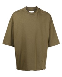 T-shirt girocollo verde oliva di Jil Sander
