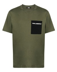 T-shirt girocollo verde oliva di Karl Lagerfeld