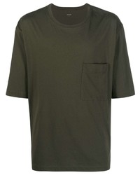 T-shirt girocollo verde oliva di Lemaire