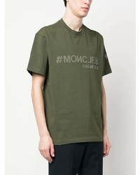 T-shirt girocollo verde oliva di MONCLER GRENOBLE