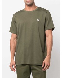 T-shirt girocollo verde oliva di Fred Perry