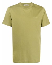 T-shirt girocollo verde oliva di Marni
