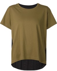 T-shirt girocollo verde oliva di MM6 MAISON MARGIELA