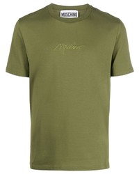 T-shirt girocollo verde oliva di Moschino