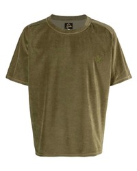 T-shirt girocollo verde oliva di Needles