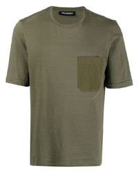 T-shirt girocollo verde oliva di Neil Barrett