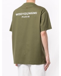T-shirt girocollo verde oliva di Wooyoungmi