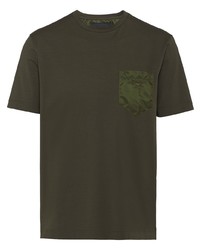T-shirt girocollo verde oliva di Prada