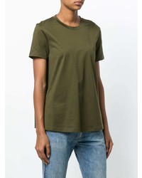 T-shirt girocollo verde oliva di Moncler