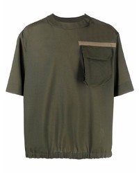 T-shirt girocollo verde oliva di Sacai