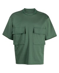T-shirt girocollo verde oliva di Sacai