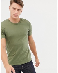T-shirt girocollo verde oliva di Selected Homme