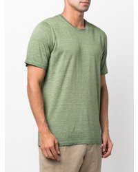 T-shirt girocollo verde oliva di 120% Lino