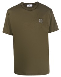 T-shirt girocollo verde oliva di Stone Island