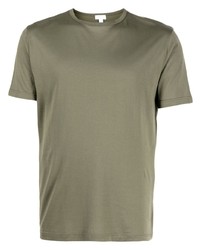 T-shirt girocollo verde oliva di Sunspel