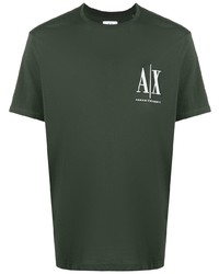 T-shirt girocollo verde scuro di Armani Exchange