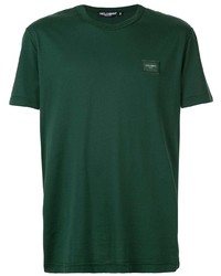 T-shirt girocollo verde scuro di Dolce & Gabbana