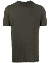 T-shirt girocollo verde scuro di Drumohr