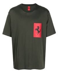 T-shirt girocollo verde scuro di Ferrari