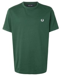 T-shirt girocollo verde scuro di Fred Perry