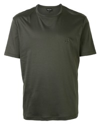 T-shirt girocollo verde scuro di Giorgio Armani