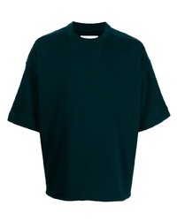 T-shirt girocollo verde scuro di Jil Sander