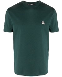 T-shirt girocollo verde scuro di Karl Lagerfeld