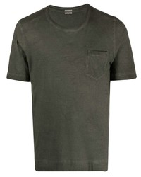T-shirt girocollo verde scuro di Massimo Alba