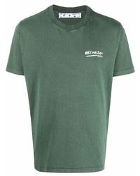 T-shirt girocollo verde scuro di Off-White