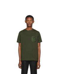 T-shirt girocollo verde scuro di Prada