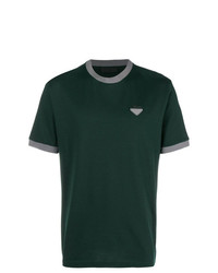 T-shirt girocollo verde scuro di Prada
