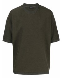 T-shirt girocollo verde scuro di Roberto Collina