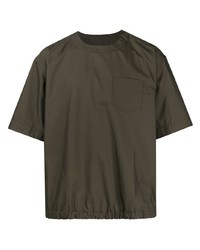 T-shirt girocollo verde scuro di Sacai