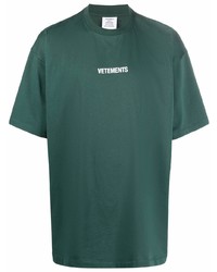 T-shirt girocollo verde scuro di Vetements