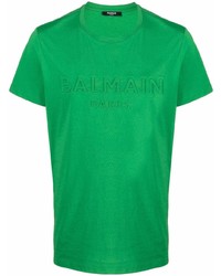 T-shirt girocollo verde di Balmain