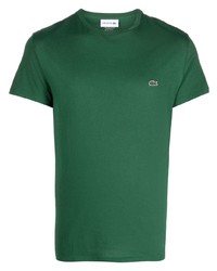 T-shirt girocollo verde di Lacoste