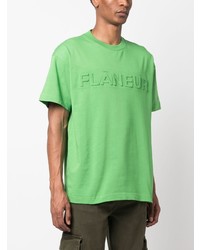 T-shirt girocollo verde di Flaneur Homme
