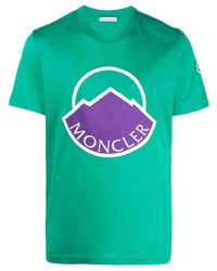 T-shirt girocollo verde di Moncler
