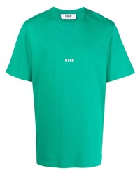 T-shirt girocollo verde di MSGM