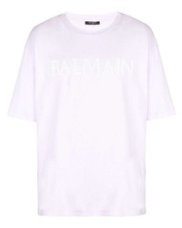 T-shirt girocollo viola chiaro di Balmain