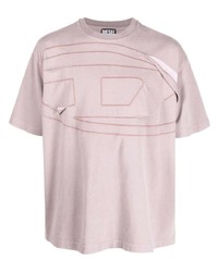 T-shirt girocollo viola chiaro di Diesel