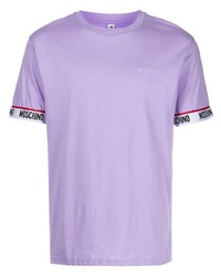 T-shirt girocollo viola chiaro di Moschino