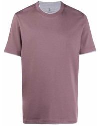 T-shirt girocollo viola melanzana di Brunello Cucinelli