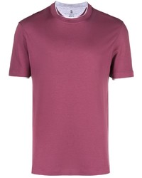T-shirt girocollo viola melanzana di Brunello Cucinelli