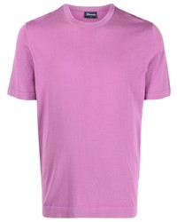 T-shirt girocollo viola melanzana di Drumohr